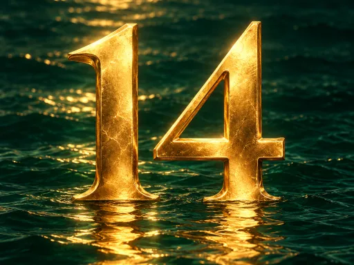 Золоті цифри 14 над темно-смарагдовою водою на обкладинці статті про 14-й місячний день.
